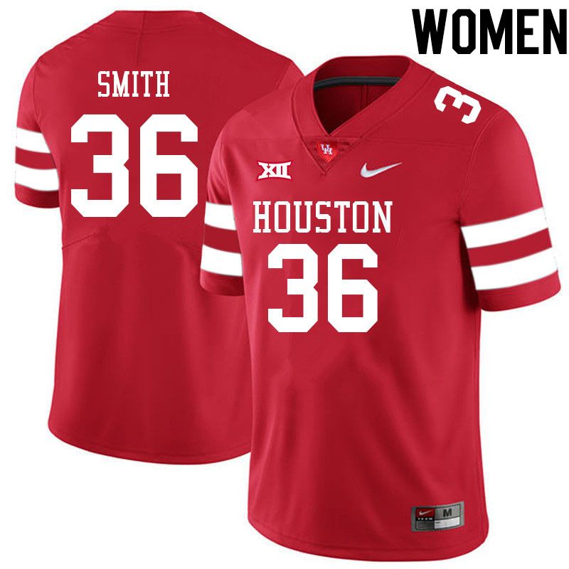 Women #36 Sherman Smith Houston Cougars College Big 12 Conference Football Jerseys Sale-Red